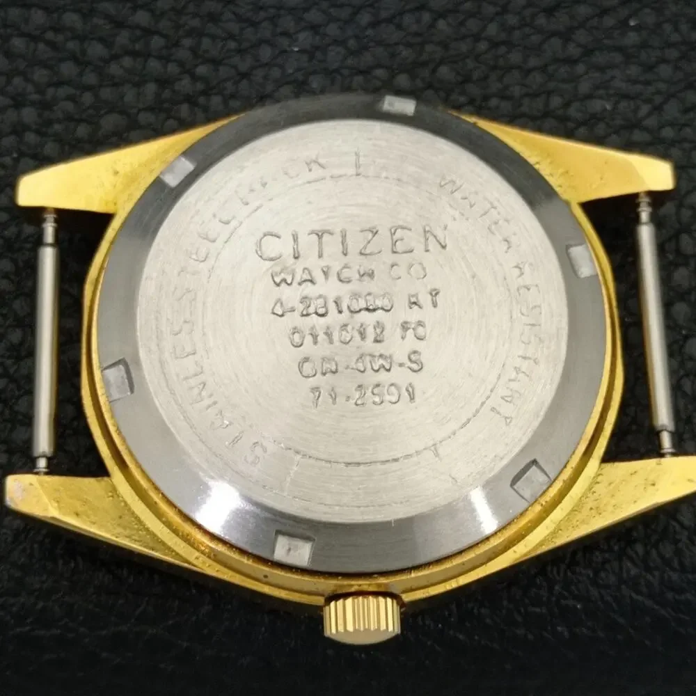 Vintage 1990 Citizen Automatic Mens Gold Watch W/daydate & Brown accents